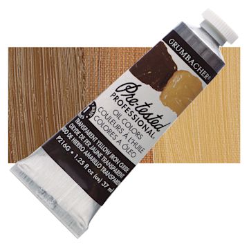 Open in modal - Grumbacher Pre-Tested Artists' Oil Color - Transparent Yellow Oxide, 1.25 oz tube and swatch