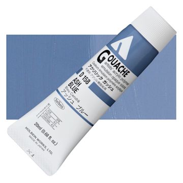 Open in modal - Holbein Acrylic Gouache - Ash Blue, 20 ml tube and swatch