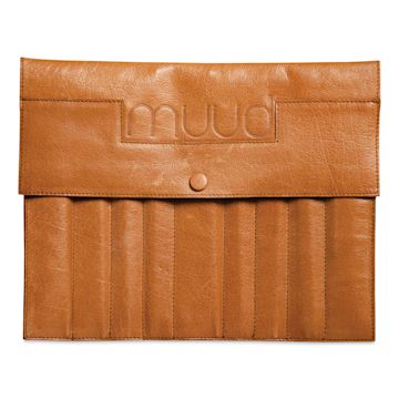 Open in modal - Muud Oslo XL Leather Double-Pointed Knitting Needle Case - Brown - front