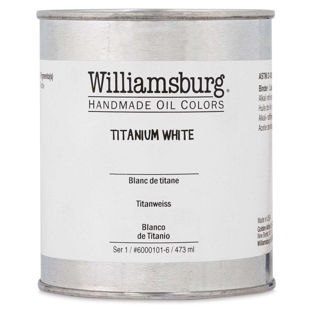 Williamsburg Handmade Oil Paint - Titanium White, 37 ml tube