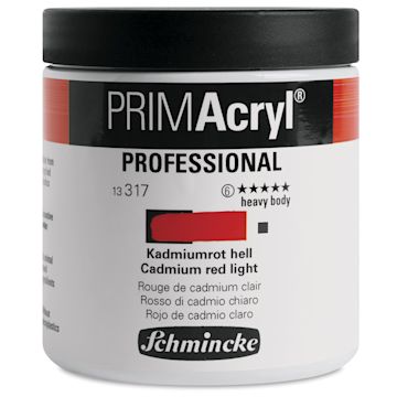 Open in modal - Schmincke Primacryl Professional Acrylic Paint - Cadmium Red Light, 237 ml Jar