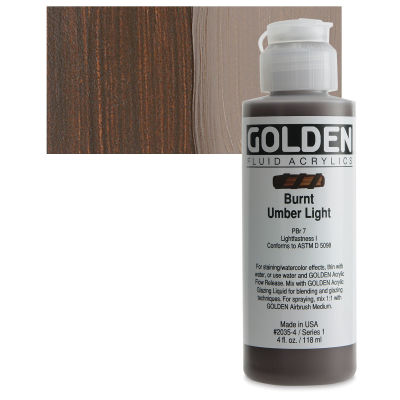 Golden Fluid Acrylics - Burnt Umber Light, 4 oz bottle