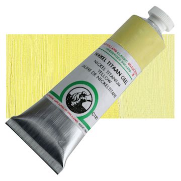 Open in modal - Old Holland Classic Oil Color - Nickel Titanium Yellow, 40 ml tube and swatch