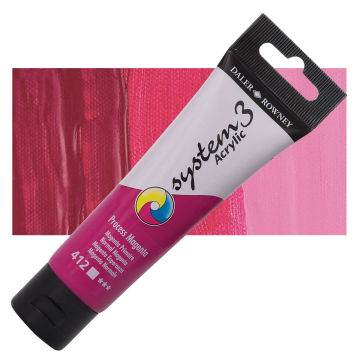 Daler-Rowney System3 Acrylic - Process Magenta, 59 ml (swatch and tube)