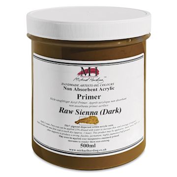 Open in modal - Michael Harding Non-Absorbent Acrylic Primer - Raw Sienna (Dark), 500 ml, Jar