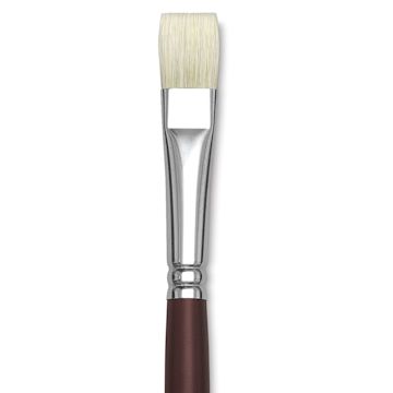 Open in modal - Silver Brush Silverstone Premium White Hog Bristle Brush - Bright, Long Handle, Size 8 close up