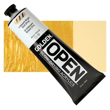 Open in modal - Golden Open Acrylic - Iridescent Bright Gold (Fine), 5 oz, Tube and swatch