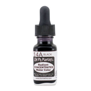 Dr. Ph. Martin's Radiant Concentrated Individual Watercolor - 1/2 oz, Black