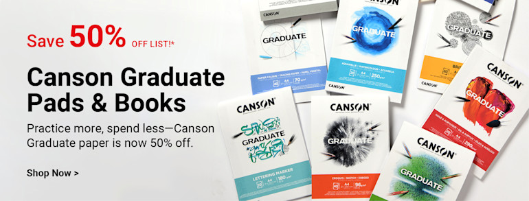 SAVE 50% OFF LIST! Canson Graduate Pads & Books. Practice more, spend less - Canson Graduate paper is now 50% off. Shop now.