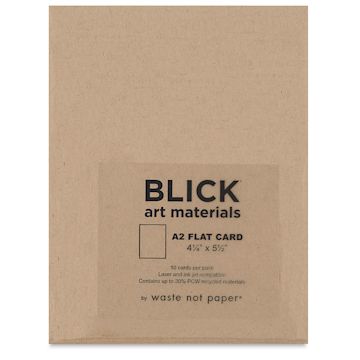 Open in modal - Blick Cards and Envelopes - A2 Flat Card, Paper bag, 4-1/4" x 5-1/2", Pkg of 10, front of packaging