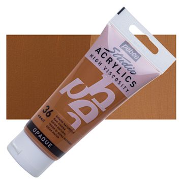 Open in modal - Pebeo High Viscosity Acrylic - Raw Sienna, 100 ml tube and swatch
