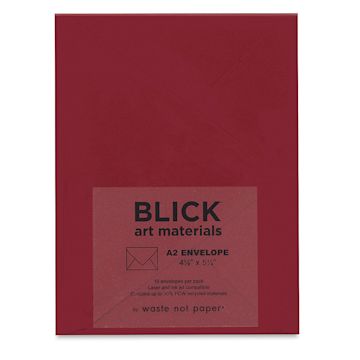 Open in modal - Blick Cards and Envelopes - A2 Envelope, Red, 4-3/8" x 5-3/4", Pkg of 10, front of packaging