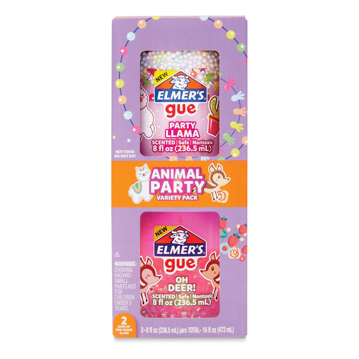 Elmer's Gue Premade Slime - Animal Party Pack, 8 oz