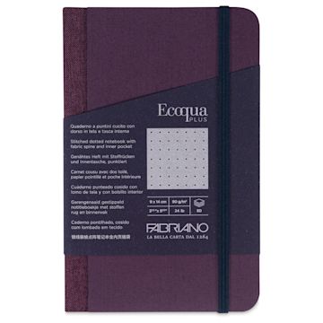 Open in modal - Fabriano Ecoqua Plus Fabric-Bound Notebook - Wine, 3-1/2" x 5-1/2", Dot Grid, front cover