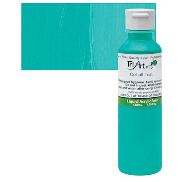 Open in modal - Tri-Art Liquid Artist Acrylic - Cobalt Teal, 120 ml bottle and swatch