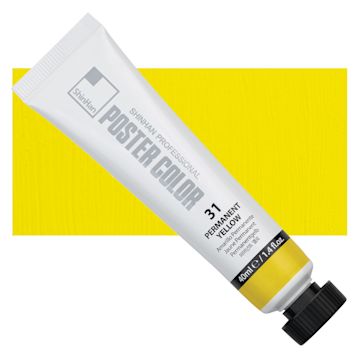 Open in modal - ShinHan Professional Poster Color Paint - Permanent Yellow, 40 ml tube and swatch
