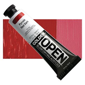 Open in modal - Golden Open Acrylic - Pyrrole Red Dark, 2 oz Tube and swatch