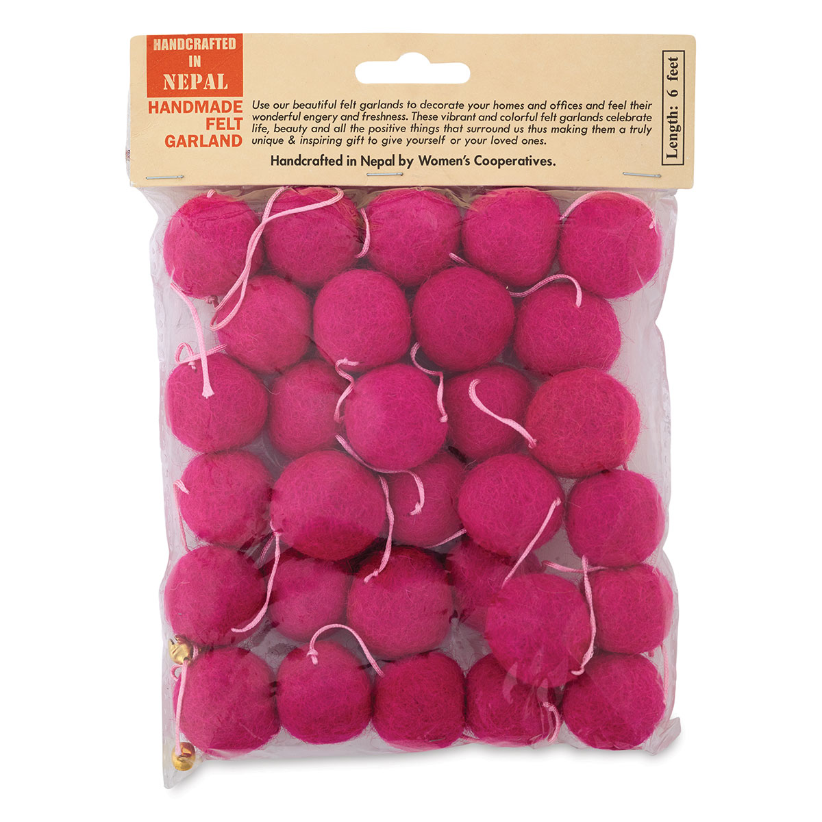Uxcell 2Pcs Felt Ball Garland Pink Pom Pom Garland Handing Balls 8.2 Feet  Long 24 Balls for Christmas