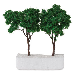 Schulcz Scale Model Trees - Leafy Tree, Mid Green, Metal Trunk, 80 mm, Pkg of 3