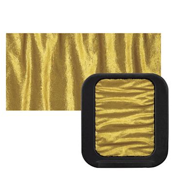 Open in modal - Finetec Premium Watercolor Pan - Pharaoh's Gold (Pearlescent) pan and swatch