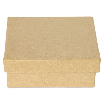 Open in modal - DecoPatch Paper Mache Box - Square, 3.9" x 3.9" x 1.4" - with lid on