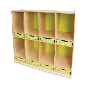 Whitney Brothers Plus Coat Locker - right angled view with hooks and storage trays shown