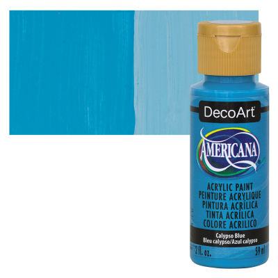 DecoArt Americana Acrylic Paint - Calypso Blue, 2 oz Swatch with bottle
