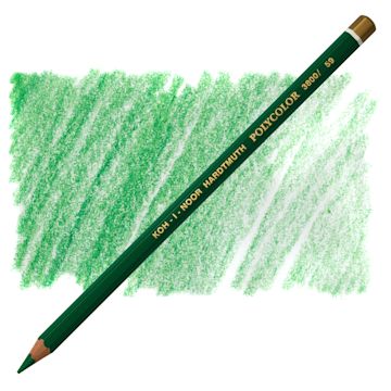 Open in modal - Koh-I-Noor Polycolor Dry Color Drawing Pencil - Grass Green Dark 59, swatch and pencil
