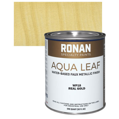 Ronan Aqua Leaf Water-Based Faux Metallic Color - Real Gold Quart and swatch