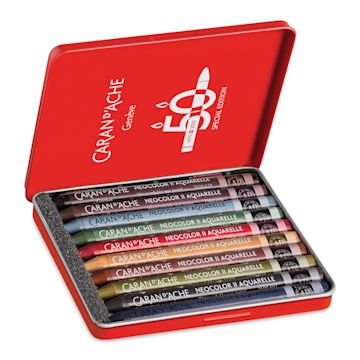 Open in modal - Caran d'Ache Neocolor II Aquarelle Artists' Pastels - Dark Colors, Special Edition, Set of 10, open