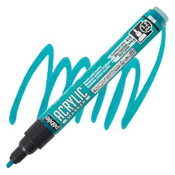 Open in modal - Pebeo Acrylic Marker - Caribbean Blue, 1.2 mm, Bullet Nib marker and swatch