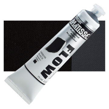 Matisse Flow Acrylic Carbon Black, 75 ml tube and swatch