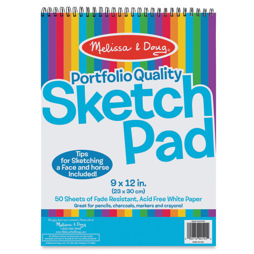 Melissa & Doug Sketch Pad - 9 x 12, Spiral-Bound, Top, 50 Sheets