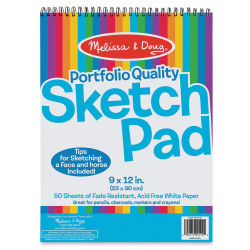 Melissa & Doug Sketch Pad - 9" x 12", Spiral-Bound, Top, 50 Sheets (Closed, Cover shown)