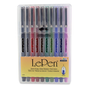 Le Pen 10 Piece Set Dark: Black, Red, Blue, Green, Brown, Lavender, Olive  Green, Dark Grey, Burgundy, Oriental Blue