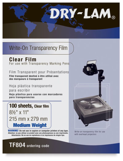 Dry Lam Write-On Transparency Film - Front of package of 100 sheets