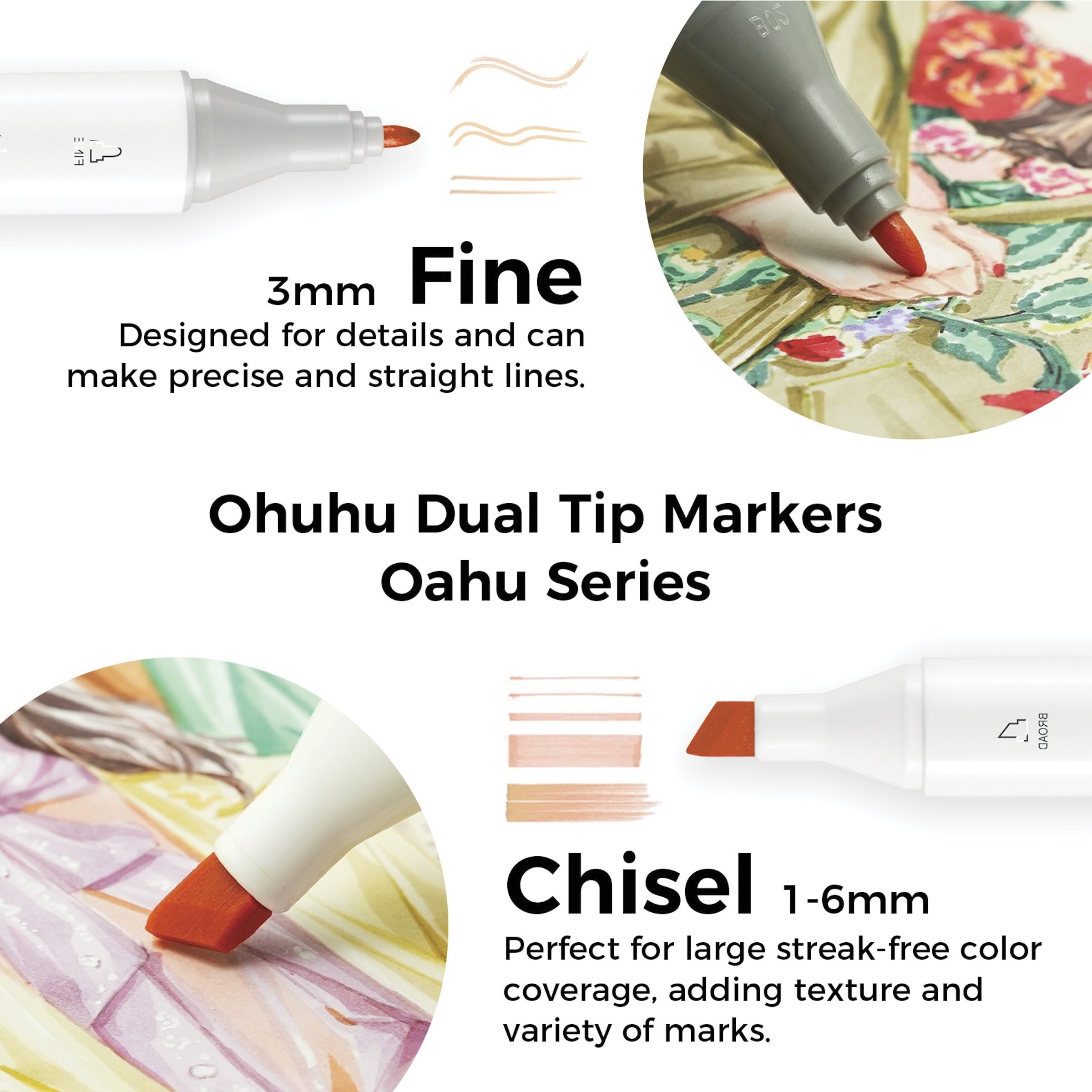 Ohuhu Oahu Dual-Tip Marker Set - Set of 36, Skin Tones | BLICK Art