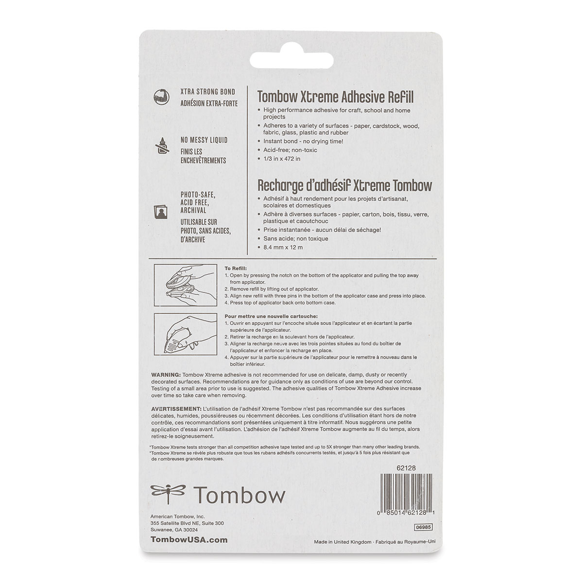 Tombow 62128 Xtreme Adhesive Refill, 1-Pack. High Performance Tape Runner  Refill That Works On a Variety of Hard to Glue Surfaces.