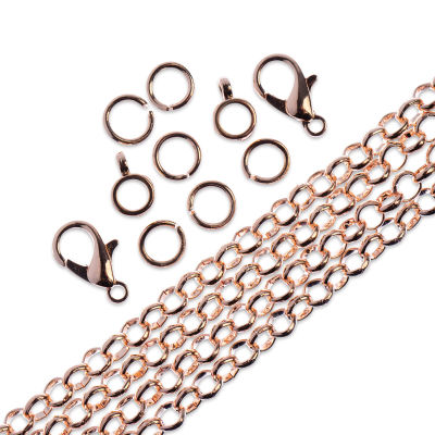 John Bead Rolo Cable Chain and Findings Set - 4 mm, Rose Gold (Out of packaging)