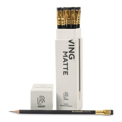 Blackwing Pencils - Blackwing, Pkg of 12. In package, one pencil out of package.