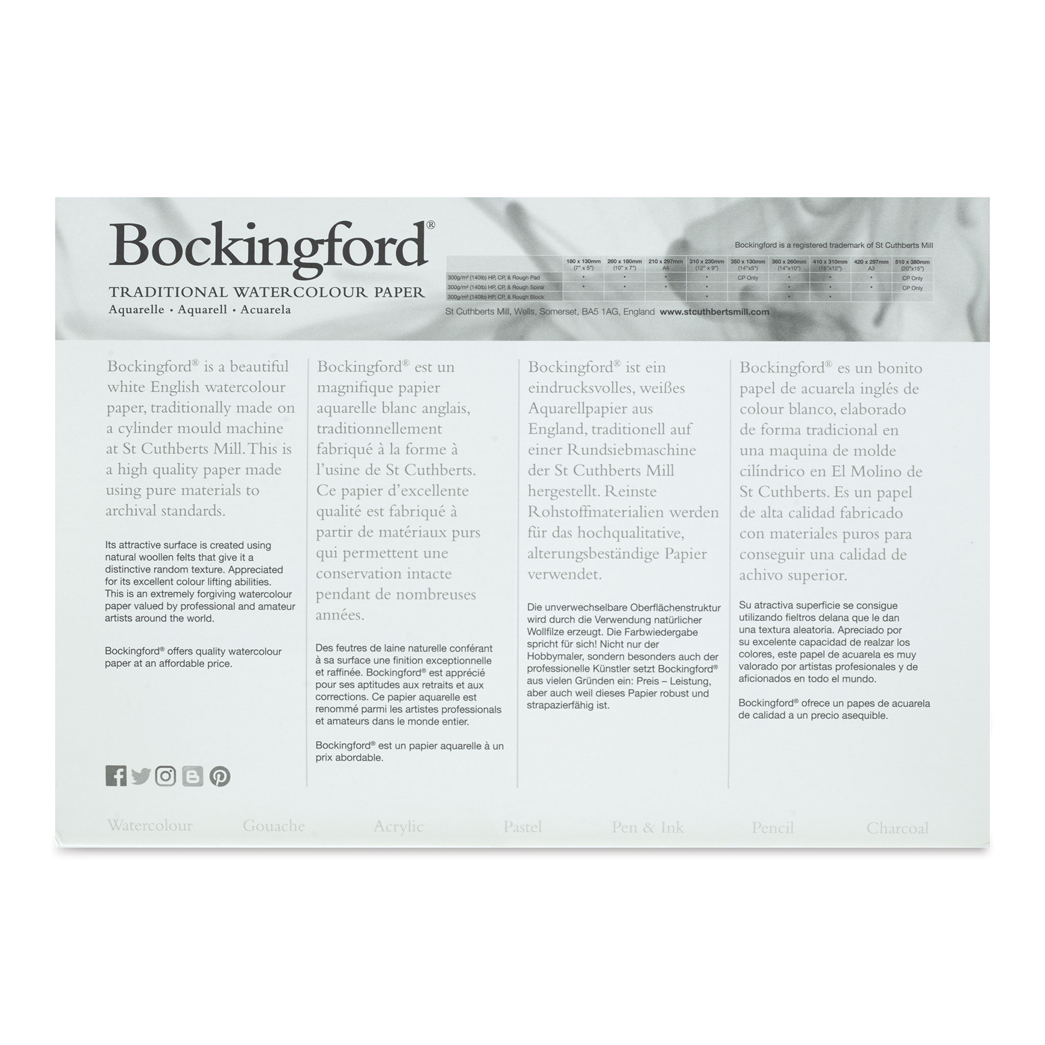 Bockingford Watercolor Gluebound Pad - Cold Press, 12 x 9
