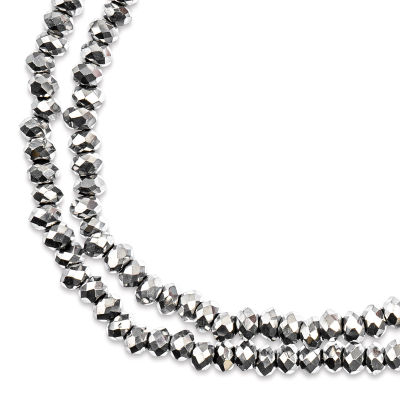 John Bead Crystal Lane Rondelle Bead Strands - Silver, Opaque, Iris, 7" (Close-up of beads)