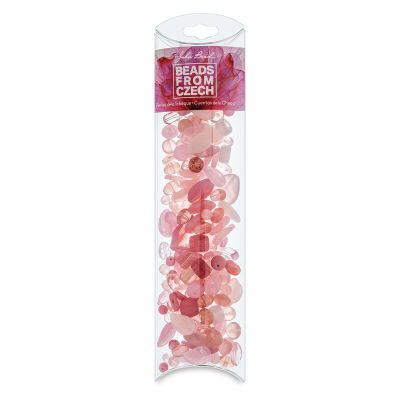 Czech Glass Bead Mixes - Pillow Box of Barbie Doll Pink Beads upright