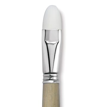Open in modal - Escoda Perla Toray White Synthetic Brush - Bright, Long Handle, Size 20 close up