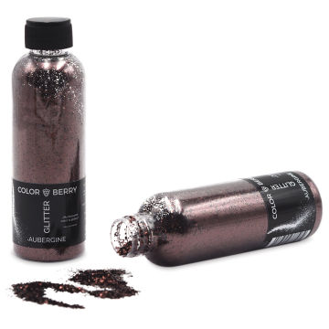 Colorberry Glitter - Aubergine, Chunky, 90 grams, Bottle (Glitter shown in and out of bottle)