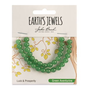 John Bead Semi-Precious Beads - Green Aventurine, Round, 6 mm, 33 beads