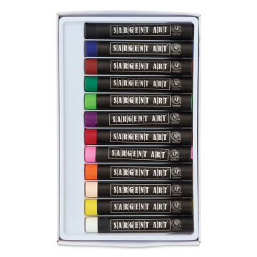 Sargent Art Artists' Oil Pastels -  Assorted Colors, Small Sticks, Set of 12 (set contents)