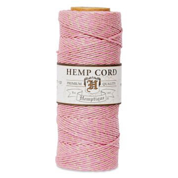 Open in modal - Hemptique Hemp Cord Spool - Pink & Gold, 1 mm x 205 ft