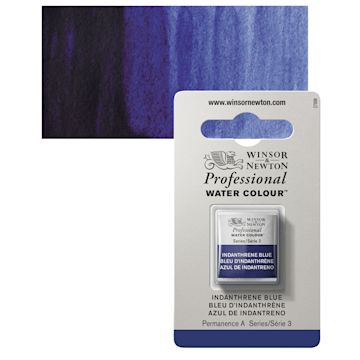 Open in modal - Winsor & Newton Professional Watercolor - Indanthrene Blue, Half Pan and swatch