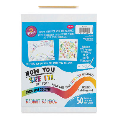 Now You See It! Art Paper - Radiant Rainbow, 8-1/2" x 11", Package of 50 Sheets (In packaging, pictured with etching stick)